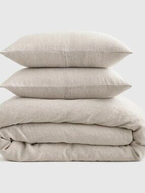 Quince European Linen Duvet Cover Set King/Cal King Natural 100% Flax Linen